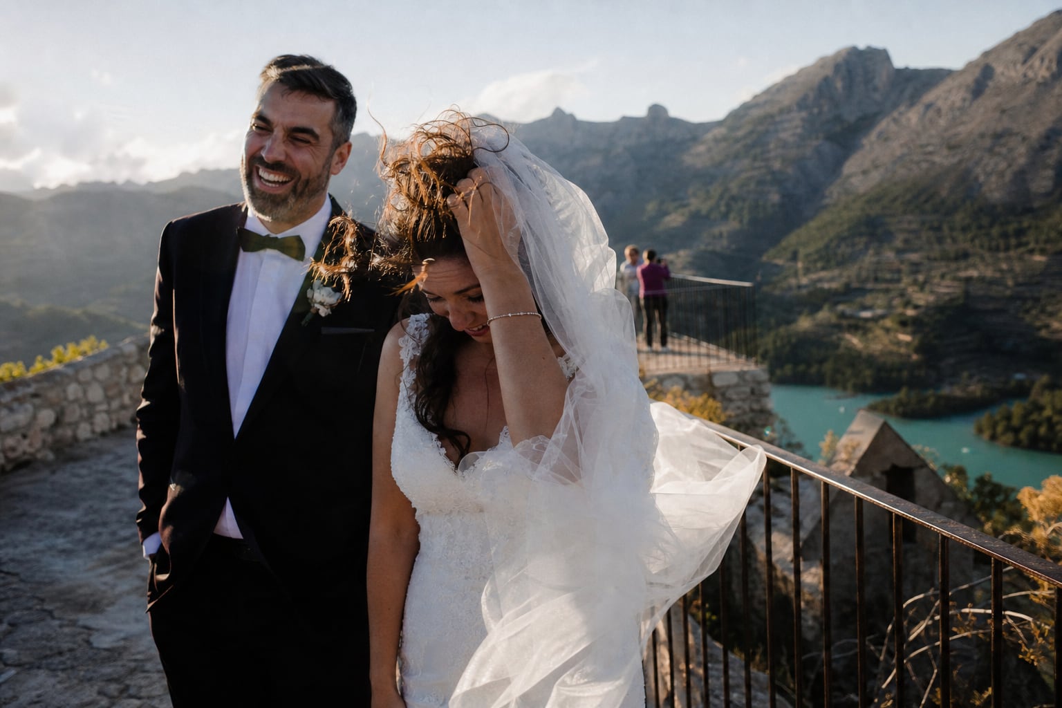 Couple on a mountain viewpoint near Guadalest, inland Alicante